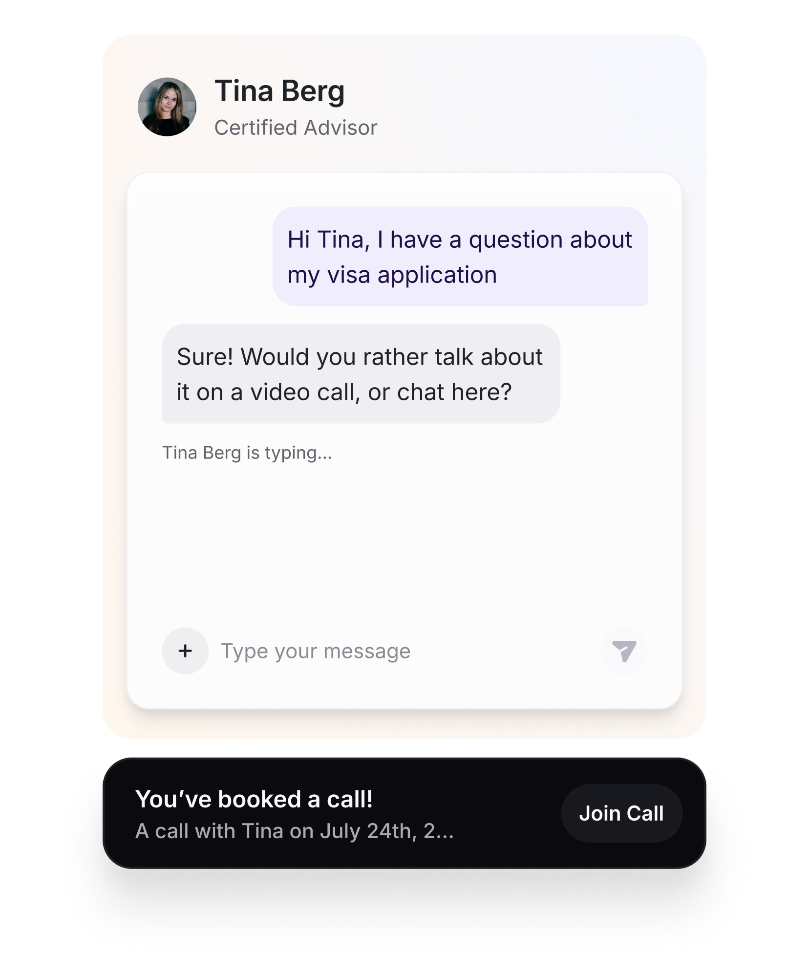 Chat with advisor interface