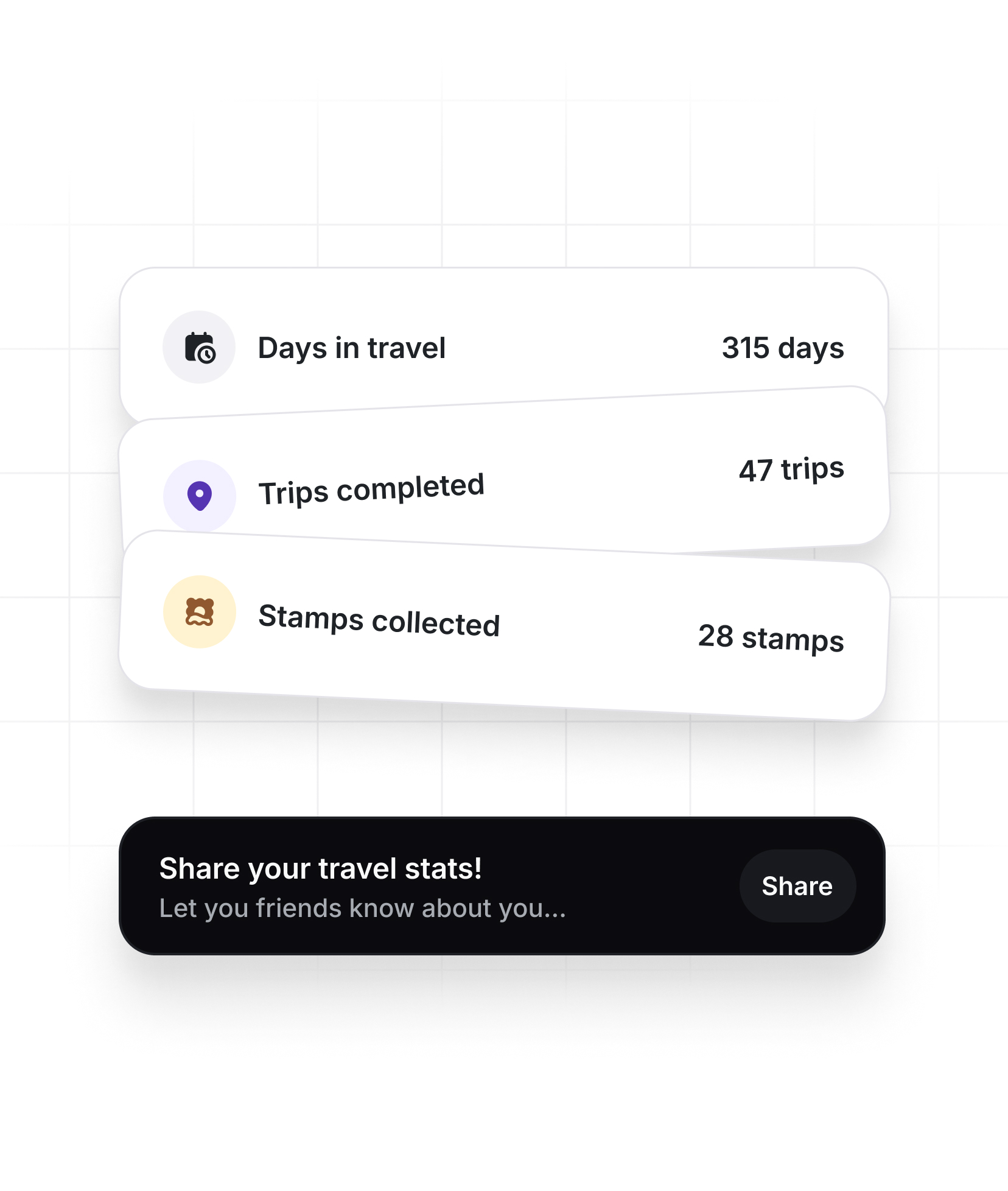 Cards with traveling stats