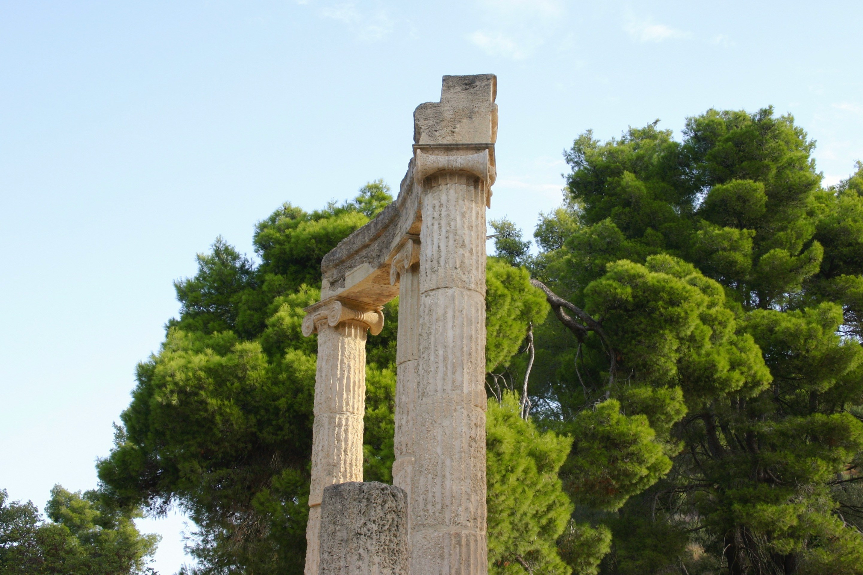 Remains of an ancient Greek column at Olympia, the birthplace of the Olympic Games.
