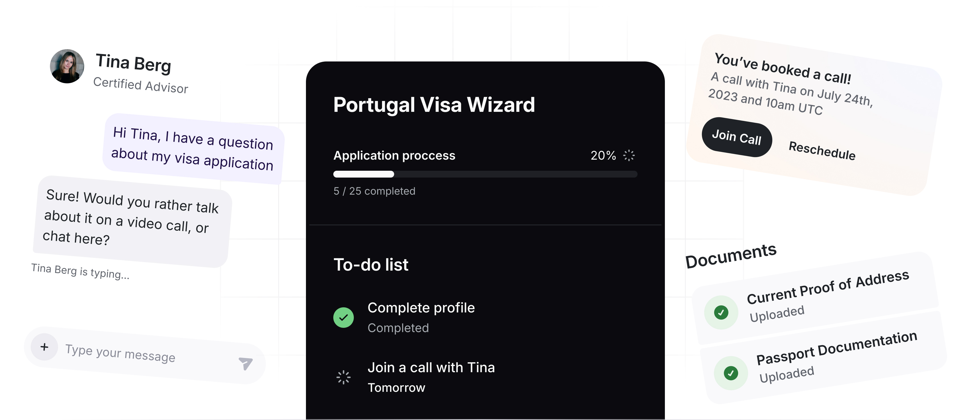 Interface elements of visa wizard