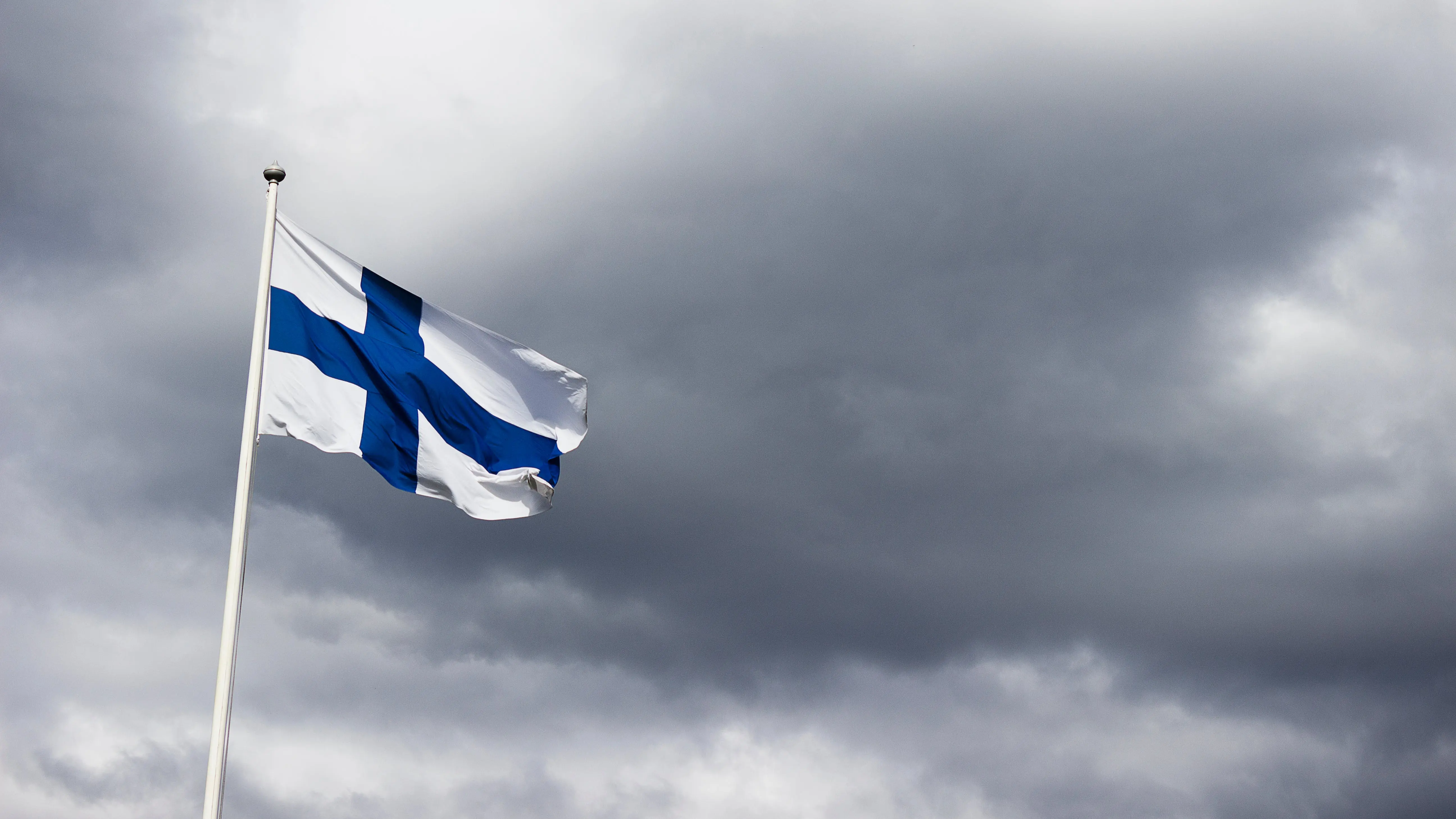 Finland flag blowing in wind