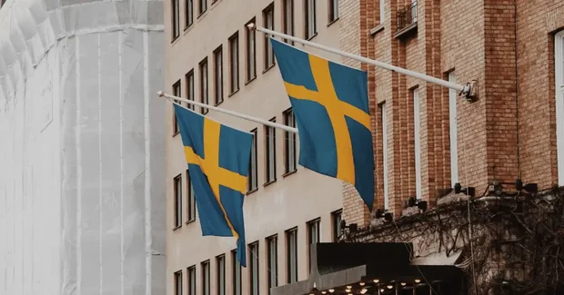 sweden flags waving