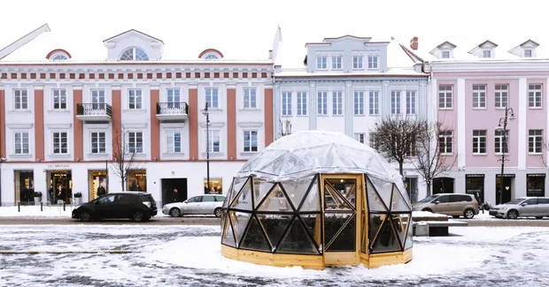 dome with snow in lithuania