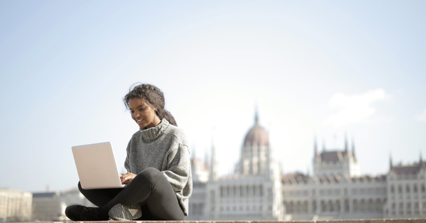 girl working outside