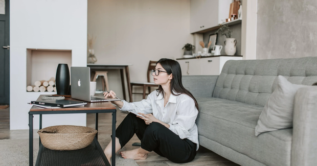 girl working on the floor