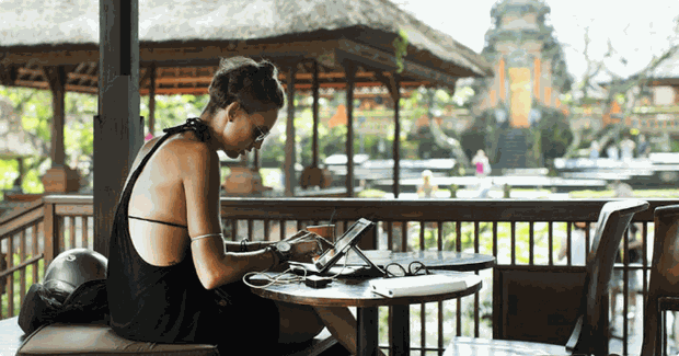 coworking space by a temple