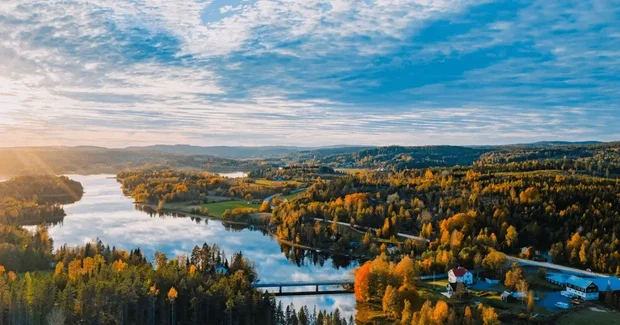 river in the shining sun