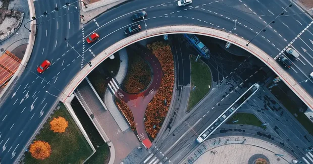 Airal view of highway roads