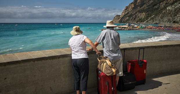 couple with suitcases