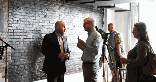 people interviewing in person