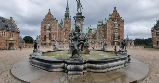 Copenhagen castle with fountain
