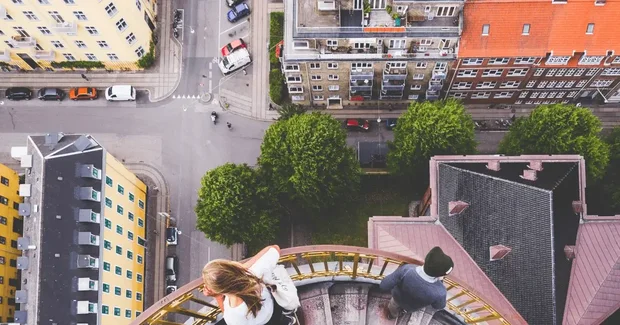 Top View of looking point in the city