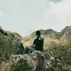 traveler on mountain top